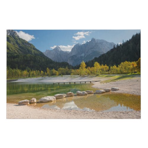 Lake Jasna in the Slovenian Alps in fall Faux Canvas Print