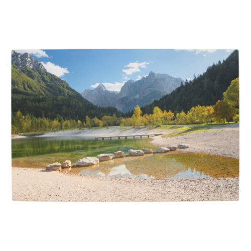 Lake Jasna in the Slovenian Alps in fall Metal Print