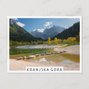 Lake Jasna in the Slovenian Alps in fall Postcard