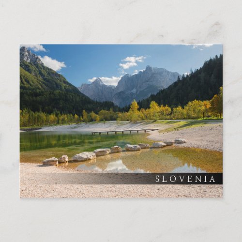 Lake Jasna in the Slovenian Alps in fall Postcard