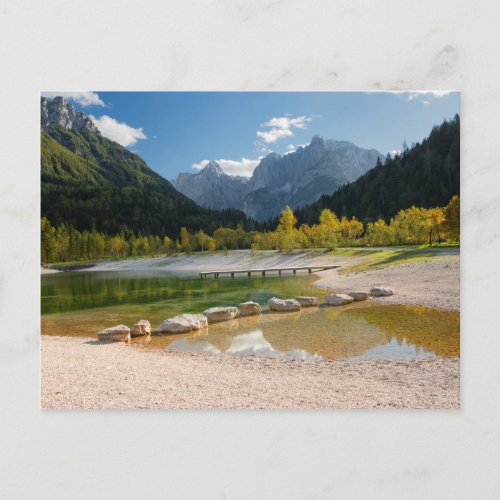 Lake Jasna in the Slovenian Alps in fall Postcard