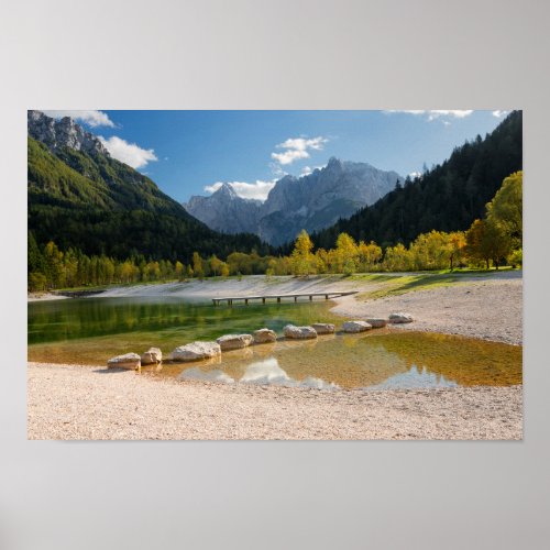 Lake Jasna in the Slovenian Alps in fall Poster