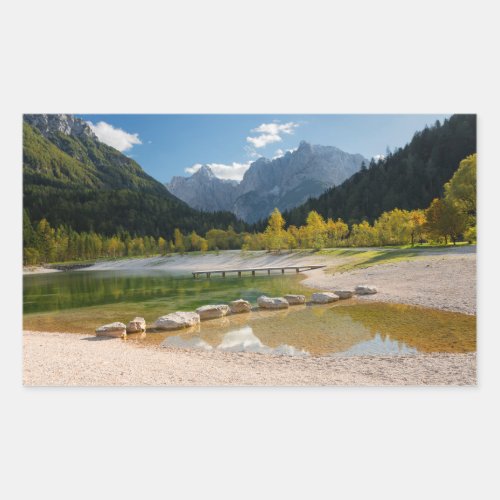 Lake Jasna in the Slovenian Alps in fall Rectangular Sticker