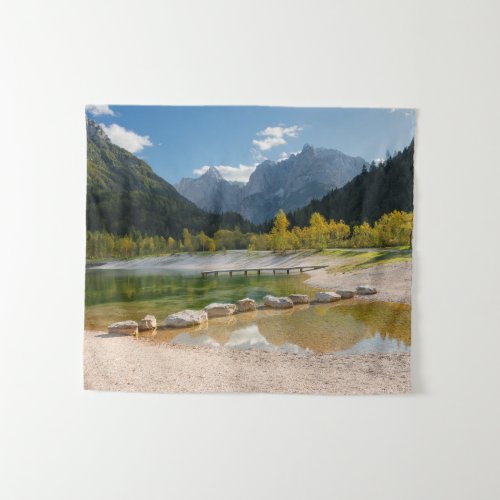 Lake Jasna in the Slovenian Alps in fall Tapestry