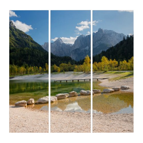 Lake Jasna in the Slovenian Alps in fall Triptych
