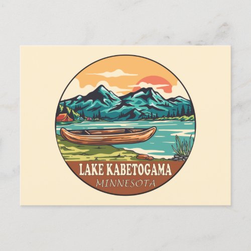 Lake Kabetogama Minnesota Boating Fishing Emblem Postcard