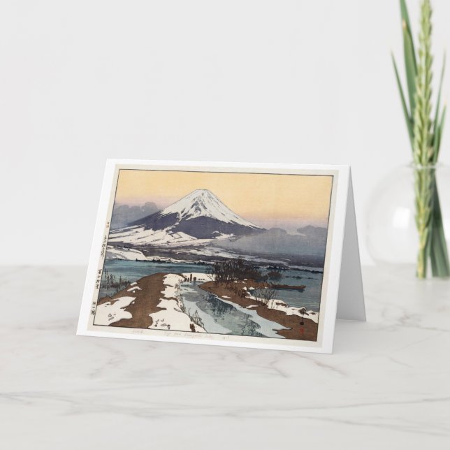 Lake Kawaguchi, Hiroshi Yoshida, Woodcut Card (Front)