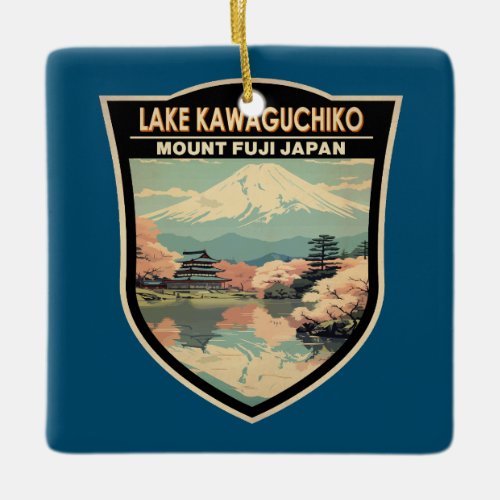 Lake Kawaguchiko Japan Travel Art Vintage Ceramic Ornament