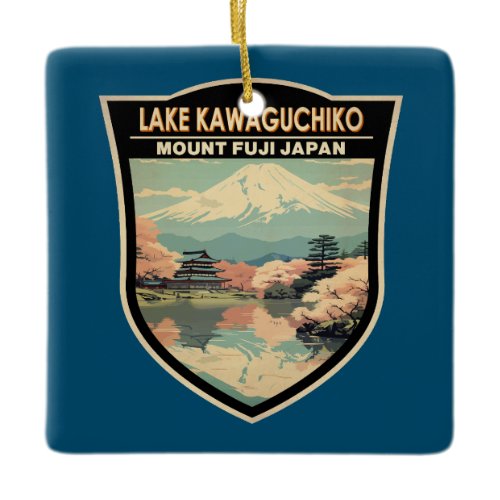 Lake Kawaguchiko Japan Travel Art Vintage Ceramic Ornament