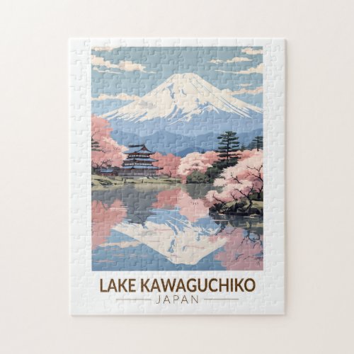 Lake Kawaguchiko Japan Travel Art Vintage Jigsaw Puzzle