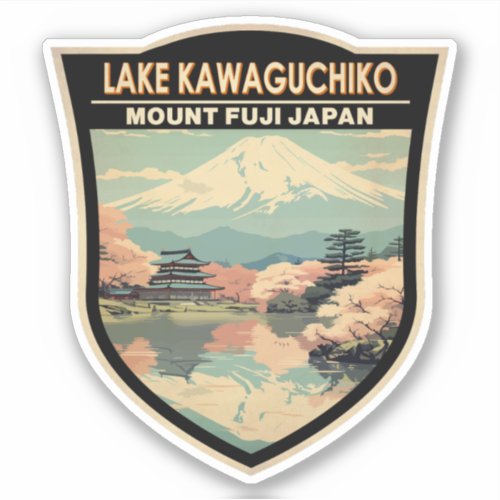 Lake Kawaguchiko Japan Travel Art Vintage Sticker