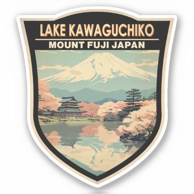 Lake Kawaguchiko Japan Travel Art Vintage Sticker (Front)