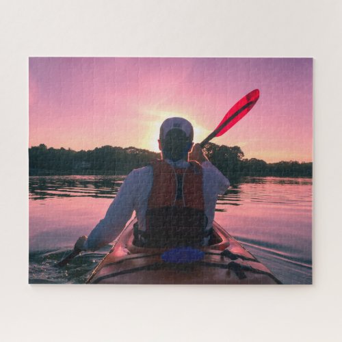 Lake Kayaking at Sunset Jigsaw Puzzle