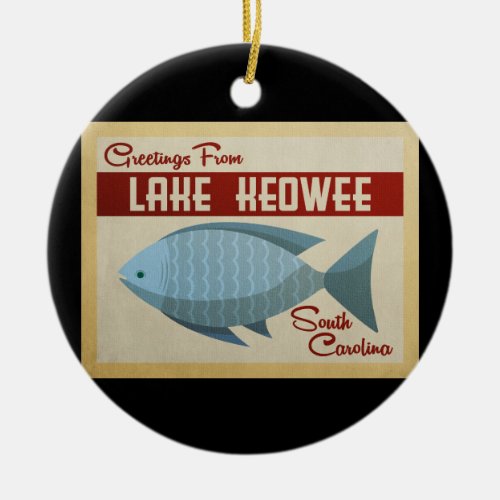 Lake Keowee Fish Vintage Travel Ceramic Ornament