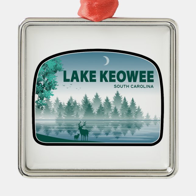Lake Keowee South Carolina Deer Metal Ornament (Front)
