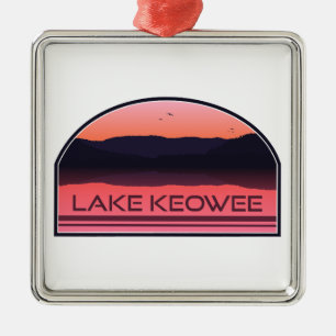 Lake Keowee South Carolina Red Sunrise Metal Ornament