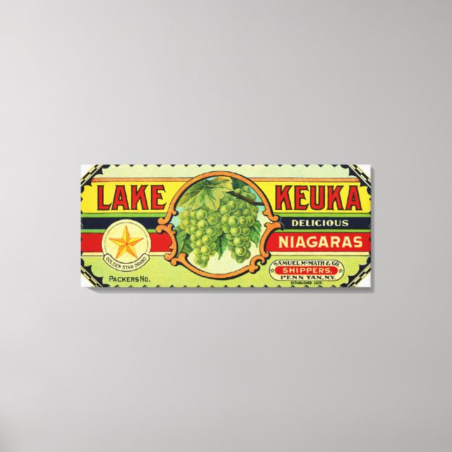 Lake Keuka Niagara Grapes Label 2 Canvas Print (Front)