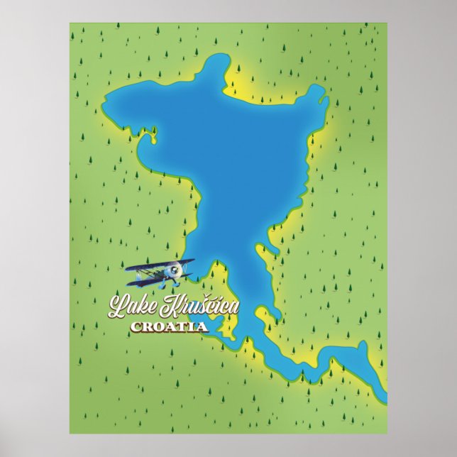 Lake Krušćica Croatia map Poster (Front)