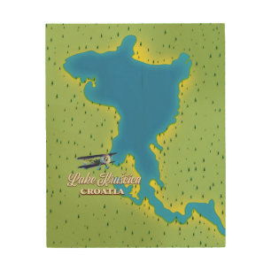 Lake Krušćica Croatia map Wood Wall Art