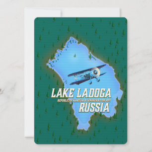 Lake Ladoga Russian map travel poster