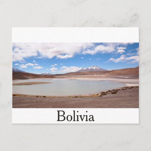 Lake landscape on the Altiplano text postcard