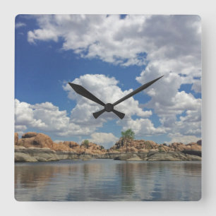Lake Landscape Photo Calm Water Prescott Arizona Square Wall Clock