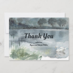 Lake landscape with swans thank you card
