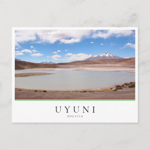 Lake landscape with volcano near Uyuni, Bolivia Postcard