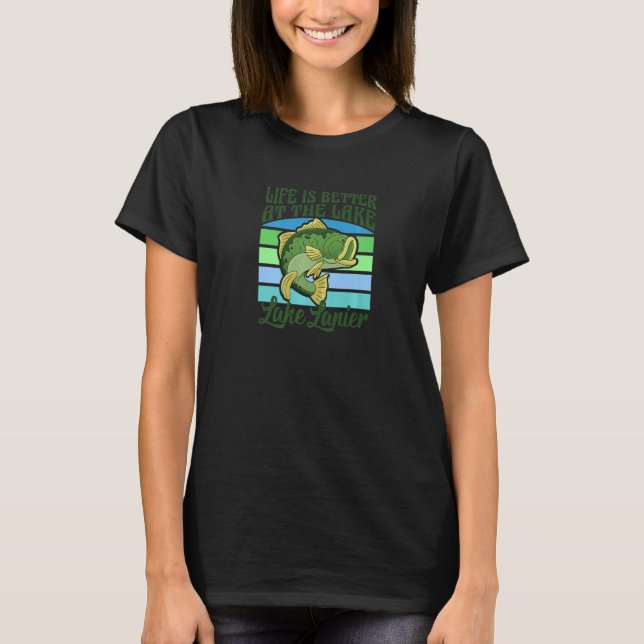 Lake Lanier Ga  At The Lake Bass Fishing T-Shirt (Front)