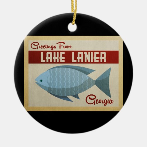 Lake Lanier Georgia Blue Fish Vintage Travel Ceramic Ornament