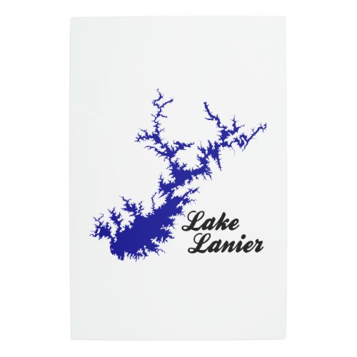 Lake Lanier Georgia Blue Shoreline Script Map Art