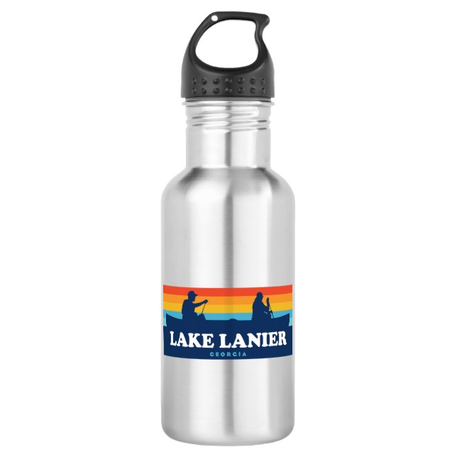 Lake Lanier Georgia Canoe Stainless Steel Water Bottle (Front)