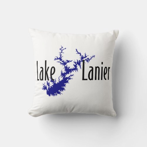 Lake Lanier Georgia Lake Map Boating and Fishing Throw Pillow