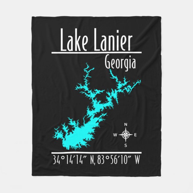 Lake Lanier Georgia Map Fleece Blanket (Front)