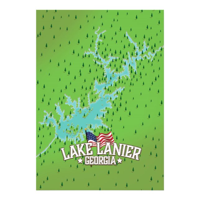 Lake Lanier Georgia Map Photo Print (Front)