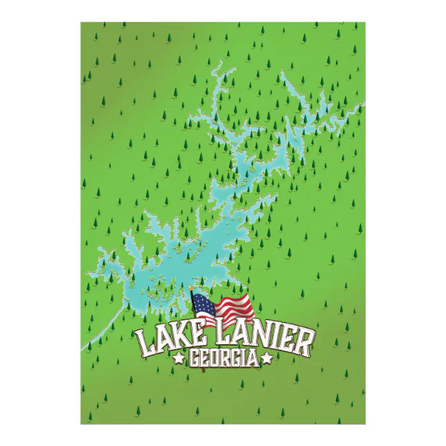 Lake Lanier Georgia Map Photo Print | Zazzle