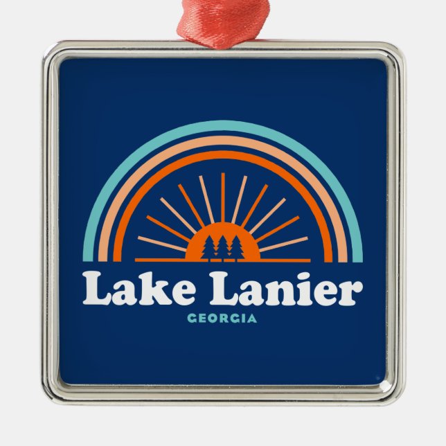 Lake Lanier Georgia Rainbow Metal Ornament (Front)