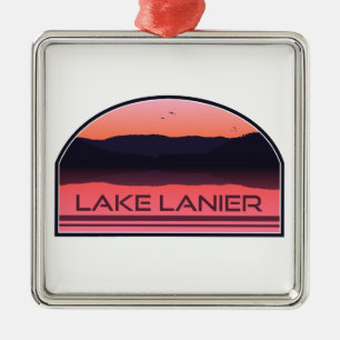 Lake Lanier Georgia Red Sunrise Metal Ornament