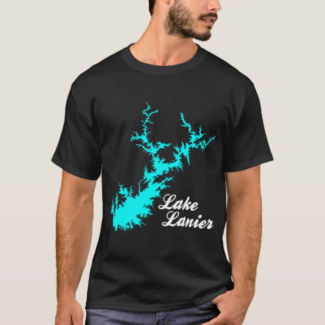 Lake Lanier Georgia Script Map T-Shirt (Front)