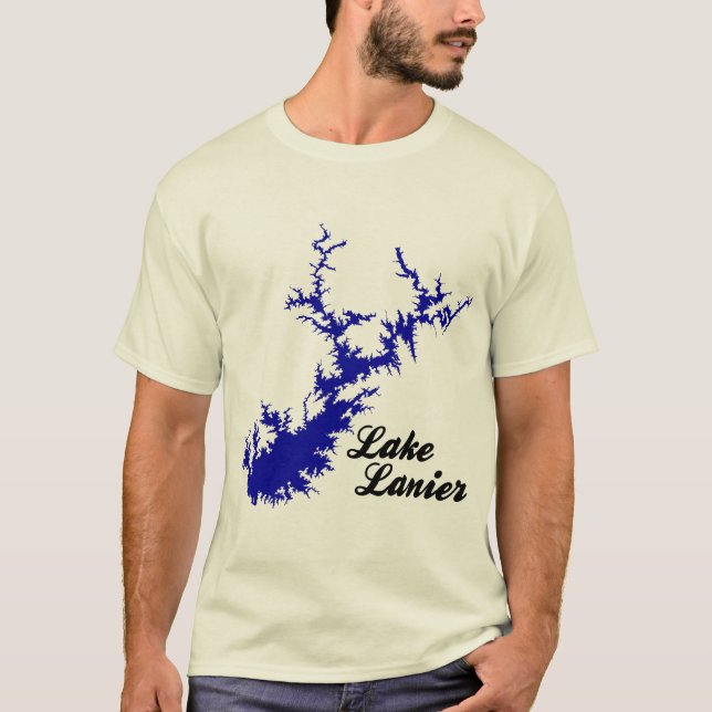 Lake Lanier Georgia Script Map T-Shirt (Front)