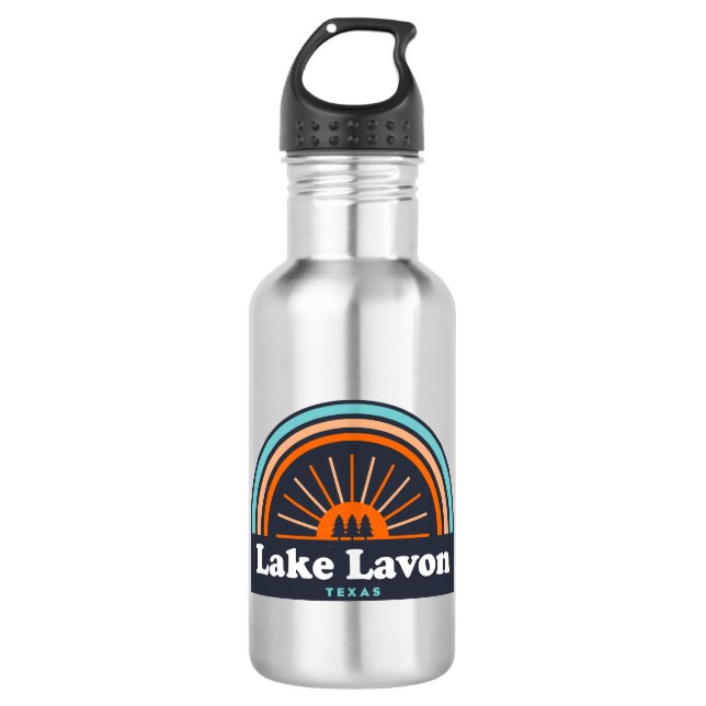 Lake Lavon Texas Rainbow Stainless Steel Water Bottle (Front)