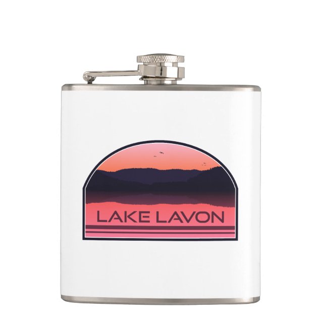 Lake Lavon Texas Red Sunrise Flask (Front)