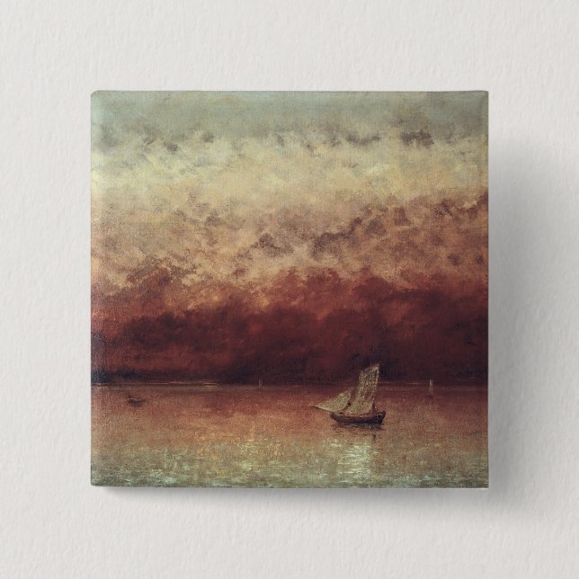 Lake Leman with Setting Sun, c.1876 Pinback Button (Front)