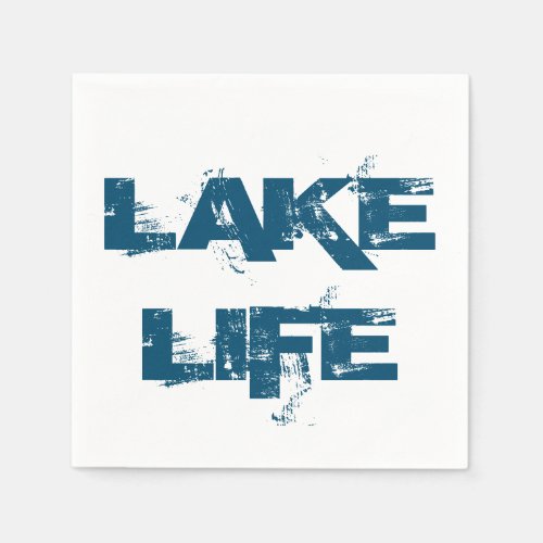 Lake Life Blue Distressed Font Napkins