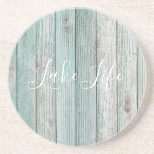 Lake Life Blue Wood  Coaster