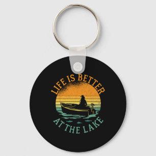 Lake Life Boating Fishermen Kayaking Sailing Capta Keychain