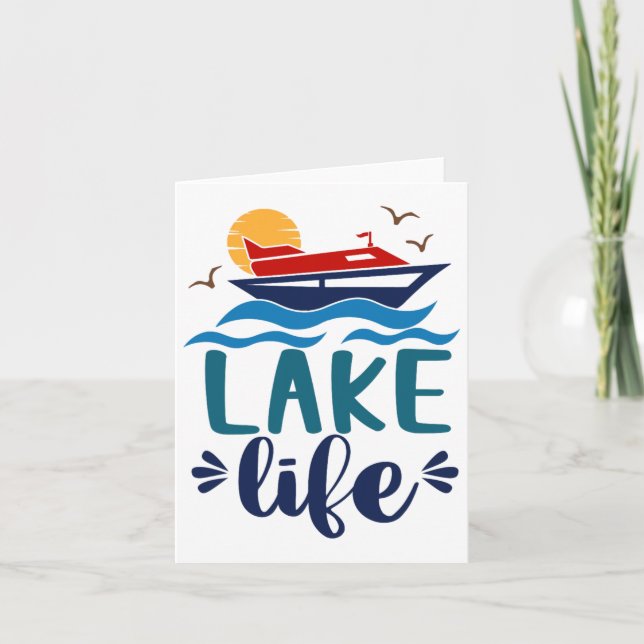 Lake Life Boating Hello Summer Vibes Summer Vacay  Card (Front)