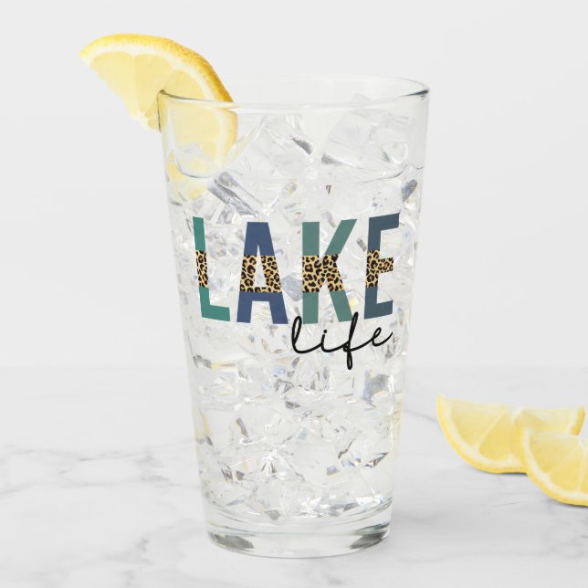 Lake Life Cheetah Print Typography Glass (Front Ice)