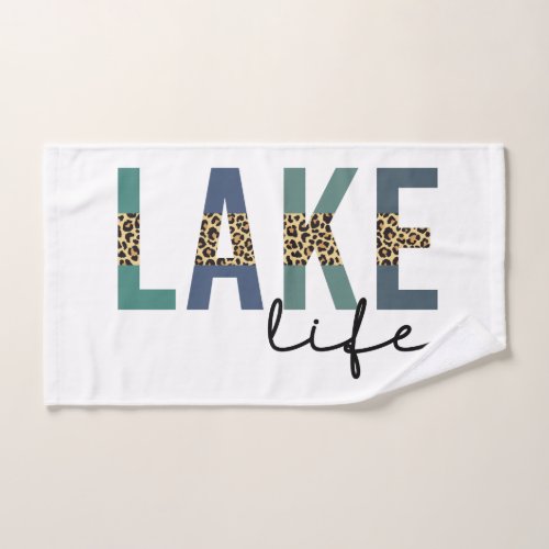 Lake Life Cheetah Print Typography Hand Towel