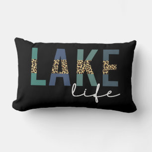 Lake Life Cheetah Print Typography Lumbar Pillow
